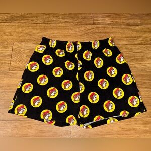 Buc-ees Logo Pajama Boxer Black Shorts Elastic Waist Button Fly Size Adult small